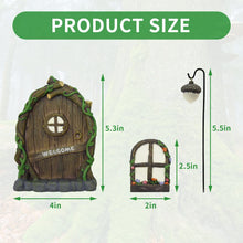 Load image into Gallery viewer, Zreneyfex Fairy Garden Accessories Yard Garden Sculpture Decoration Gnome Home Window and Door with lamp Decoration for Trees