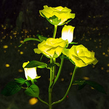 Load image into Gallery viewer, XVZ 2 Pack Solar Powered Rose Lights, Yellow, Waterproof, Outdoor Garden Patio Yard Pathway Party Decoration
