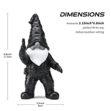 Load image into Gallery viewer, WONDHOME 6.8" Funny Garden Gnome Statues with Gun Naughty Black Gnome Figurine for Patio Lawn Yard Art Outdoor Decorations Father's Day Birthday Halloween Christmas Gardening Gift for Dad Mom