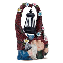 Load image into Gallery viewer, Joint Honglin Outdoor Gnome Decorations with Solar LED Lights Two Couple Gnome Resin Statues