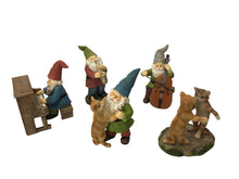 Load image into Gallery viewer, GlitZGlam Happy Miniature Gnomes and Cats Dancing Celebration! - 6-Piece Musical Garden Gnome Set for the Miniature Fairy Garden