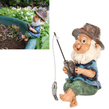Load image into Gallery viewer, Fishing Gnome Sitter Statue, Fishing Gnome Garden Statue Outdoor Lawn Garden Gnome Statue Decoration Figure Gnome Fishing for Pond Lawn Yard Decorations
