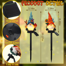 Load image into Gallery viewer, Rossesay - Set of 2 Solar Gnome Lights, Outdoor Pathway Decor, Decorative Stakes for Garden, Home, LED Landscape Lighting for Lawn, Walkway, Yard,