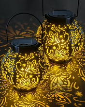 Load image into Gallery viewer, 2025 Newest Solar Lanterns Light, KALAHOL 2 Pack Outdoor Lanterns for Garden with Beautiful Pattern, IP44 Hanging Solar Lights Outdoor Garden for Outside Table Patio Balcony Courtyard