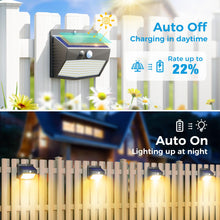Load image into Gallery viewer, Peasur Solar Security Lights Outdoor Motion Sensor, 168LED 6 Pack Solar Powered Fence Light with 3 Modes, IP65 Waterproof Solar Wall Lighting for Garden Outside-Warm White