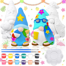 Load image into Gallery viewer, Poen 2 Pack Beach Summer Ready to Paint Your Own Gnome Statues, 4 Inches Mini Blank Ceramics to Paint Unpainted Gnome Figurines Crafts DIY Arts for Farmhouse Gift Decor (Beach Style)