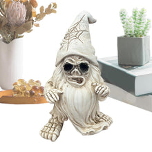 Load image into Gallery viewer, Vriusi Skeleton Gnome Decor, Skull Dwarf Sculptures, Resin Skeleton Gnomes, Retro Skeleton Gnomes, Skull Dwarf Figurines, Horror Halloween Ornaments, Garden Skeleton Gnomes, Halloween Garden Decor, Sk