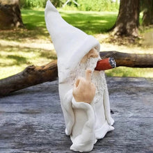Load image into Gallery viewer, Funny Garden Gnome Statue, Middle Finger Smoking Wizard Gnome, 8.27 Inch Naughty Gnomes Garden Sculpture Decoration for Lawn Yard Balcony Porch Patio Home Outdoor Ornaments Christmas Decorations