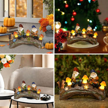 Load image into Gallery viewer, Jy.Cozy Funny Garden Gnome Statue Solar Powered Mushroom Figurine with Squirrel Gnome Durable Resin Outdoor Decoration for Patio Yard Lawn Ornament Housewarming Gift