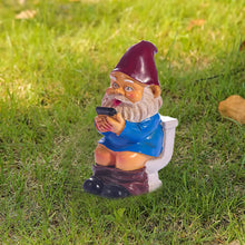 Load image into Gallery viewer, Bygytyo Naughty Resin Gnomes on Toilet Outdoor Garden Gnome Statue Christmas Halloween Garden Decoration Gifts,Suitable for Lawns,Courtyards,Patios,Desks,Gardens,Etc.