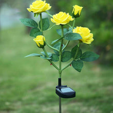 Load image into Gallery viewer, XVZ 2 Pack Solar Powered Rose Lights, Yellow, Waterproof, Outdoor Garden Patio Yard Pathway Party Decoration
