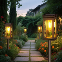 Load image into Gallery viewer, Hqynss Solar Lights Outdoor, 4 Pack Solar Garden Lights Tungsten Glow,IP65 Waterproof, Auto On/Off Lighting for Garden, Patio, Path, Lawn