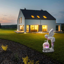 Load image into Gallery viewer, Bexdug Solar Fairy Sculptures | Resin Solar Angel Figurines with Solar Crackle Glass Globe Light | Fairy Solar Garden Lights for Backyard Walkway Pathway Decor