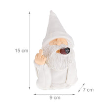 Load image into Gallery viewer, Relaxdays Gnome with Cigar, Giving Middle Finger, Rude Figurine, Frost Resistant, Garden Statue, Polyresin, White, 15 x 9 x 7 cm