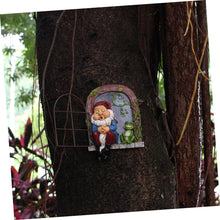 Load image into Gallery viewer, Happyyami Dwarf Figurine Resin Tree Decor Iron Window Hanging Garden Gnome Doll Home Ornament