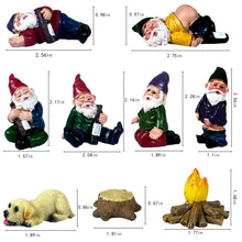 Load image into Gallery viewer, Wetufin 9pcs Drunk Gnomes Miniature Garden Gnomes Mini Funny Gnome Statues Resin Gnome Fairy Gnomes Garden Decorations Miniature Gnomes for Fairy Garden, Christmas Tree, Gift for Kids