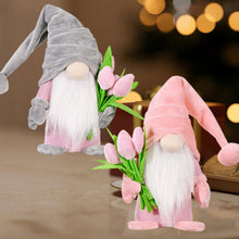 Load image into Gallery viewer, Volsha Mothers Day Gnome Gift Grey Faceless Doll Plush Elf Dwarf Doll Craft Gift with Bouquet for Mum Home Valentine's Day Toy, Mothers Day