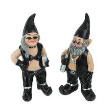 Load image into Gallery viewer, Gnoschitt and Gnofun Thirsty Biker Garden Gnome Statues 7.5 Inches High - Funny Indoor Outdoor Décor - Leather-Clad Yard, Flowerbed or Shelf Figurines