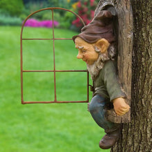 Load image into Gallery viewer, DHOBY GHAUT Elf Out of Door Tree Hugger 12-inch, Gnome Statue Tree Face Garden Decoration for Yard, Patio, Gnome Outdoor Clearance Large Ornaments, Garden Peeker Yard Art