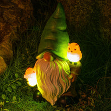 Load image into Gallery viewer, WONDHOME Garden Gnome Sculptures Statues Resin Decor Owl Mushroom Solar LED Lights Lantern Female Outdoor Gnomes Garden Figurines for Patio Yard Lawn House Farmhouse Decorations Gifts,Owl …