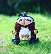 Load image into Gallery viewer, LENHINOR Garden Gnome Statue, Garden Decor,Gnomes Decorations for Yard, Funny Garden Bird Welcome Figurines for Outdoor Patio, Lawn, Yard Art Decoration ,Christmas Garden Gifts