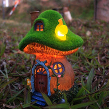 Load image into Gallery viewer, Mushroom Garden Statues,Outdoor Fairy House Figurine with Solar Powered Garden Light, Gifts for Women Mom Grandma Halloween Decor or Yard Decor (Resin)