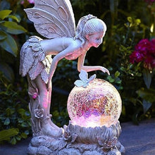 Load image into Gallery viewer, Bexdug Solar Fairy Sculptures | Resin Solar Angel Figurines with Solar Crackle Glass Globe Light | Fairy Solar Garden Lights for Backyard Walkway Pathway Decor