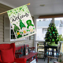 Load image into Gallery viewer, FUYUCHEN St Patricks Day House Flag 28x40 Inch Double Sided Gnomes Shamrocks Lucky Clovers Welcome Holiday Yard Large Garden Flag Outdoor Decoration