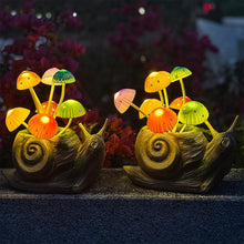 Load image into Gallery viewer, ZYLiWoo 1 Pack Solar Garden Mushroom Snail Statue Gift, Solar Outdoor Sculpture Outdoor Patio Art, Porch Deck Balcony Front Garden Decoration, Unique House Warming Gift, ZYL-003