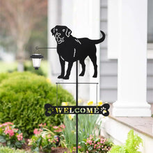 Load image into Gallery viewer, Taylor & Brown Solar Labrador Silhouette Dog Breed Welcome Stakes Sign with a Lantern Light Outdoor Decorative Garden Stakes for Yard, Lawn, Patio, Pathway