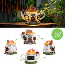 Load image into Gallery viewer, twinbling Mushroom Fairy House Garden Decor Solar Light – Outdoor Gnome Statue with Squirrel, Resin Teapot Decorative Figurine for Patio, Lawn, Yard & Balcony, for Women, Mom, and Home