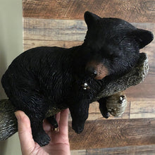 Load image into Gallery viewer, Black Bear Cub Statue Napping Hanging Out in a Tree,Tree Faces Figurine Decor Outdoor,Garden Peeker Tree Hugger Outdoor Sculpture,Garden Decor Tree Hugger Faces for Trees Bear Cub Resin