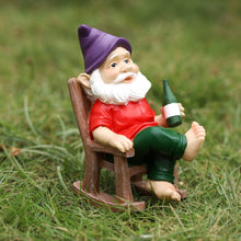 Load image into Gallery viewer, Outdoor Funny Garden Gnomes Decoration Statue Dwarf Figurines Ornament Resin Sculpture Rocking Chair Drinking Gnome Statue For Pation Yard Lawn Indoor Tabletop Home