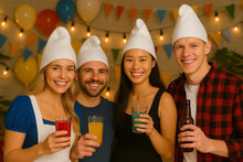 Load image into Gallery viewer, labreeze White Gnome Hat Set of 4 – Adult Unisex Pointed Hats – Garden Gnome Costume Fancy Dress Accessories for Fairy Tale, Christmas, Halloween & Group Parties