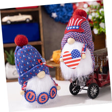 Load image into Gallery viewer, OUNONA 2pcs Independence Day Gnome Doll Ornaments Cartoon Gnome Decor for July Tabletop Home and Garden Decorations