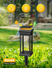Load image into Gallery viewer, VIIIVA Solar Lights Outdoor, 4 Pack Solar Garden Lights Tungsten Glow, Warm White, 800mAh, IP65 Waterproof Auto On/Off Lighting for Garden, Patio, Path, Lawn