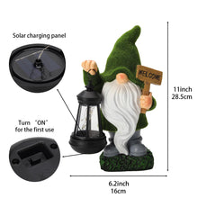 Load image into Gallery viewer, halp·ssfm Garden Gnome Statue Solar Light Outdoor Decorations Figurine Welcome Sign with Lantern Sculpture Garden Decor Lawn Patio Yard Porch Outside Housewarming Gifts for Women Mom Grandma