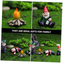 Load image into Gallery viewer, Cabilock 4pcs Garden Dwarf Resin Figurines for Outdoor Decoration Adorable Miniature Gnome Ornaments for Lawn and Home Decor