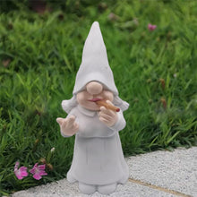 Load image into Gallery viewer, MINICAR 8'' H Funny Middle Finger Lady Gnomes Statues Outdoor Decor, Naughty Smoking Sculptures Garden Yard Patio Decorations, Paintable Unique Gifts
