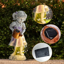 Load image into Gallery viewer, Fairy Garden Statues Outdoor Decor, Angel Figurines with Solar Lights Waterproof Resin Yard Art Sculpture Decoration for Patio, Lawn, Balcony, Mother's Day, Housewarming Gift