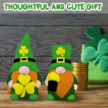 Load image into Gallery viewer, Poen 2 Pack Ready to Paint Your Own St. Patrick's Day Gnomes Statues, 4 Inches Mini Ceramics to Paint Unpainted Lucky Gnomes Tiered Tray Decor Crafts DIY Arts for Home Table Decorations (Lucky Style)