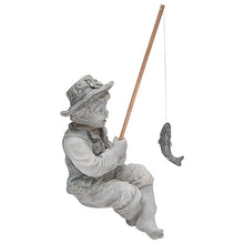 Load image into Gallery viewer, Design Toscano NG32122 Frederic the Little Fisherman of Avignon Boy Fishing Garden Statue, 38 cm, Polyresin, Two Tone Stone