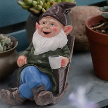 Load image into Gallery viewer, Tirifer Drinking Coffee Garden Gnome Statue, Wizard Gnome 3D Dwarves, Polyresin Outdoor Sculpture Gnome Statue Garden Figurine Art Garden Decoration for Lawn Yard Balcony Porch Patio…
