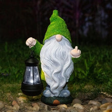 Load image into Gallery viewer, ANYUETE,Flocked Garden Outdoor Gnome Statues Decor with Solar Lights ,Large Funny Gnome Garden Figurines for Outside Patio Yard Lawn House Farmhouse Sculptures Decorations Gifts