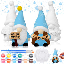 Load image into Gallery viewer, Seenelling 2 Pack Winter Gnomes Ready to Paint Your Own Gnome Statues 4'' DIY Winter Unpainted Ceramics Figurines Kit Blank Paintable Ceramics for Art Crafts Winter Christmas Decor