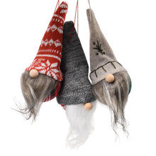 Load image into Gallery viewer, True Face Christmas Ornaments 3 Pieces Tree Hanging Pendants Gnome Plush Gonk Santa Doll Xmas Decoration (Pack of 3)