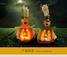 Load image into Gallery viewer, MOMILA 2 pack Led Gnomes Curved Pumpkin Halloween Decor, 8.6'' Lighting Mini Lantern Flame Less Candle, Glowing Swedish Tome Dwarf Home Decor Garden Bar Restaurant