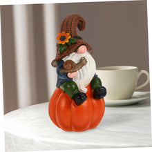 Load image into Gallery viewer, Cabilock Gnome Ornaments for Garden Decor Resin Pumpkin Gnome Statue Fall Style for Outdoor Use