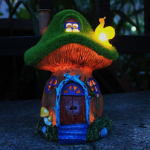 Load image into Gallery viewer, Mushroom Garden Statues,Outdoor Fairy House Figurine with Solar Powered Garden Light, Gifts for Women Mom Grandma Halloween Decor or Yard Decor (Resin)