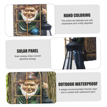 Load image into Gallery viewer, Hbbgdiy Solar-Powered Whimsical Fairy Garden Gnomes Set, Elf-Out-the-Door Tree Face Figurines with Solar Lights for Patio, Fence & Housewarming Gifts
